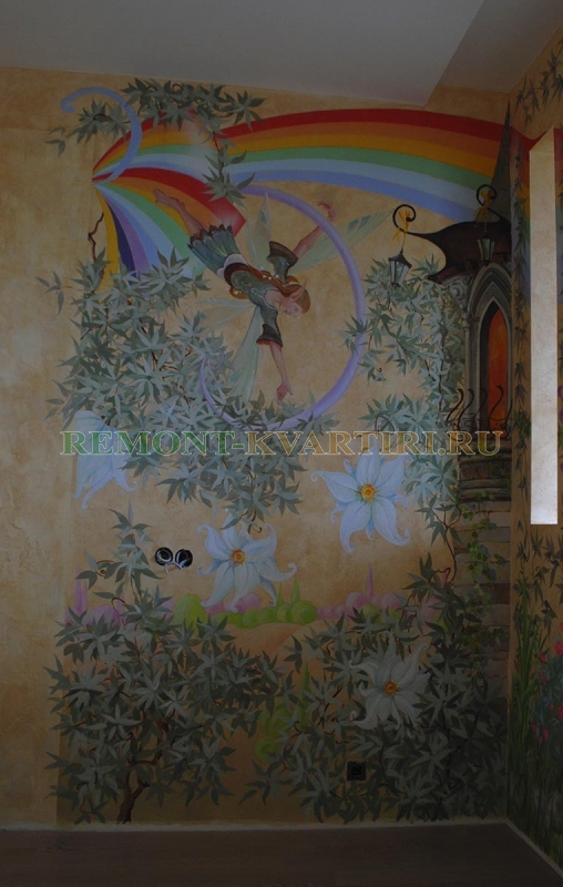художественная роспись детской комнаты по мотивам сказки Питер Пен