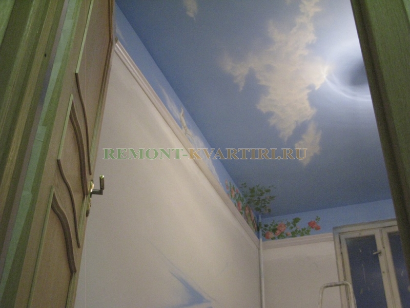 Роспись художественная потолка в детской комнате после косметического ремонта
