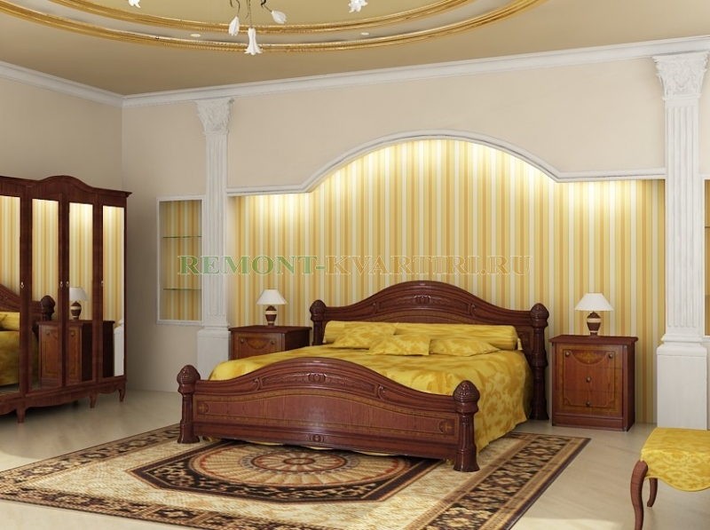 Большая спальня после ремонта в классическом стиле