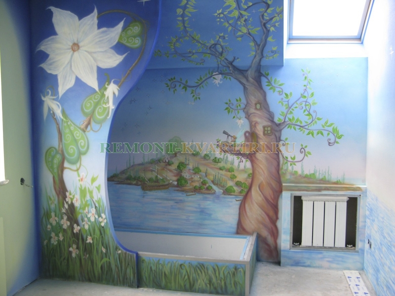 Художественная роспись детской комнаты фото