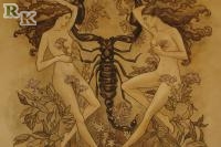 художественная роспись спальни «Близнецы и скорпион»