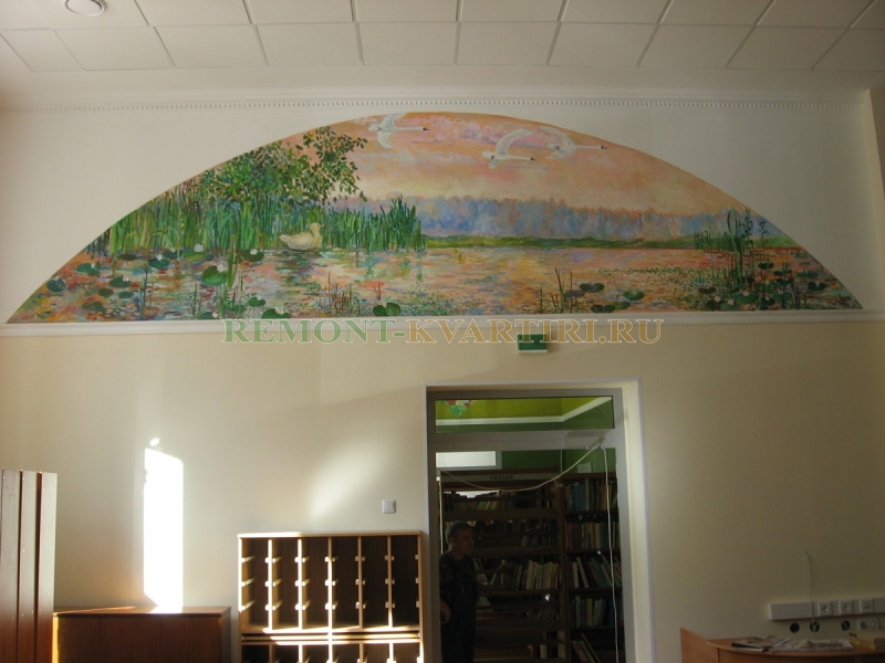 роспись стены по мотивам сказки Х.К. Андерсена «Гадкий утенок»